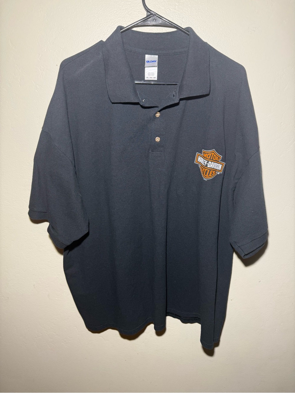 Harley-Davidson Black Polo with Orange Logo Patch